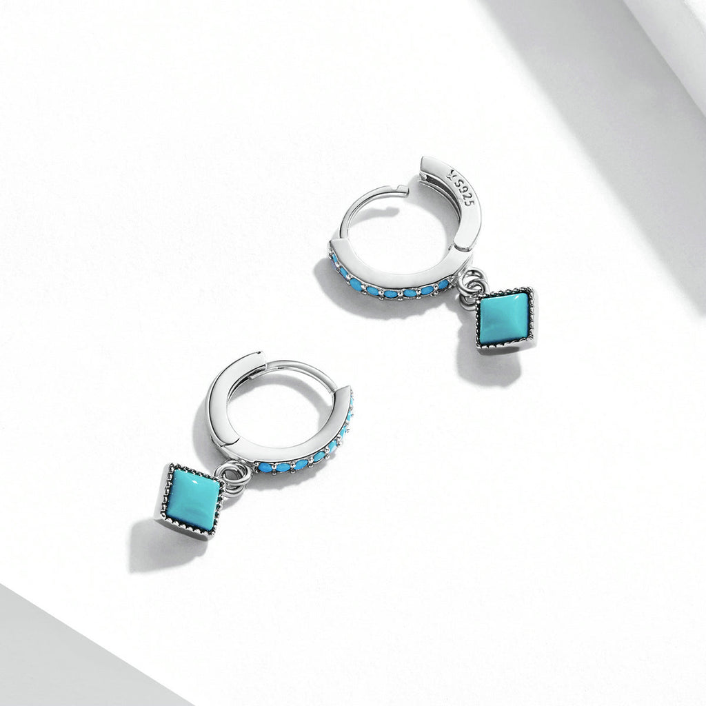 S925 Sterling Silver Turquoise Drop Earrings for Women