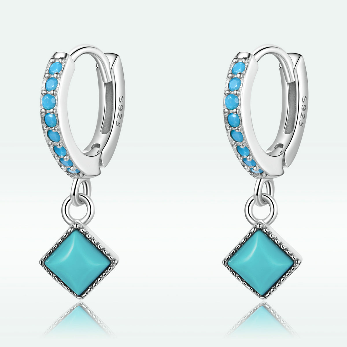 S925 Sterling Silver Turquoise Drop Earrings for Women