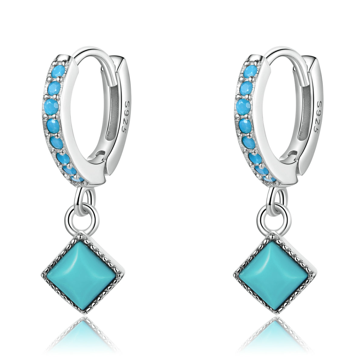 S925 Sterling Silver Turquoise Drop Earrings for Women