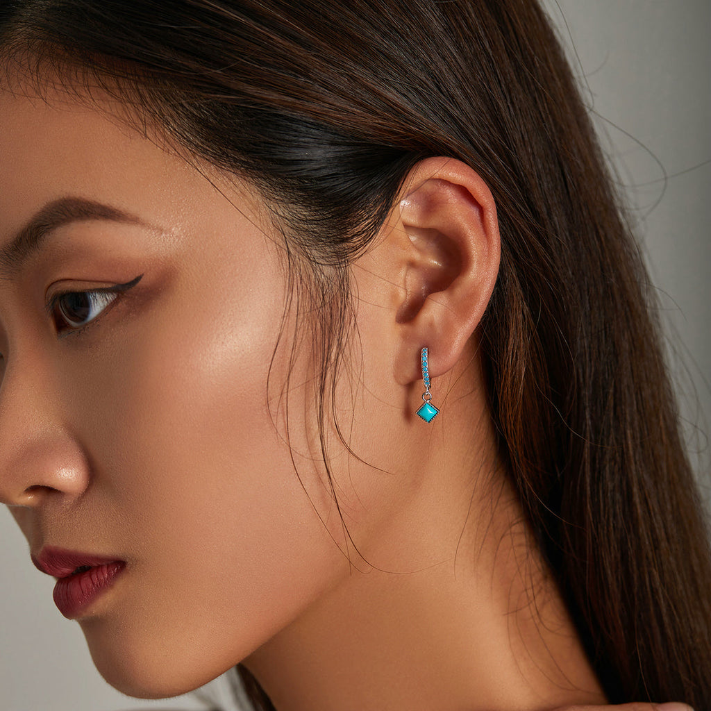 S925 Sterling Silver Turquoise Drop Earrings for Women