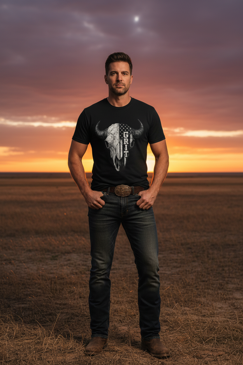 Grit Bison Skull Tee - Lifestyle