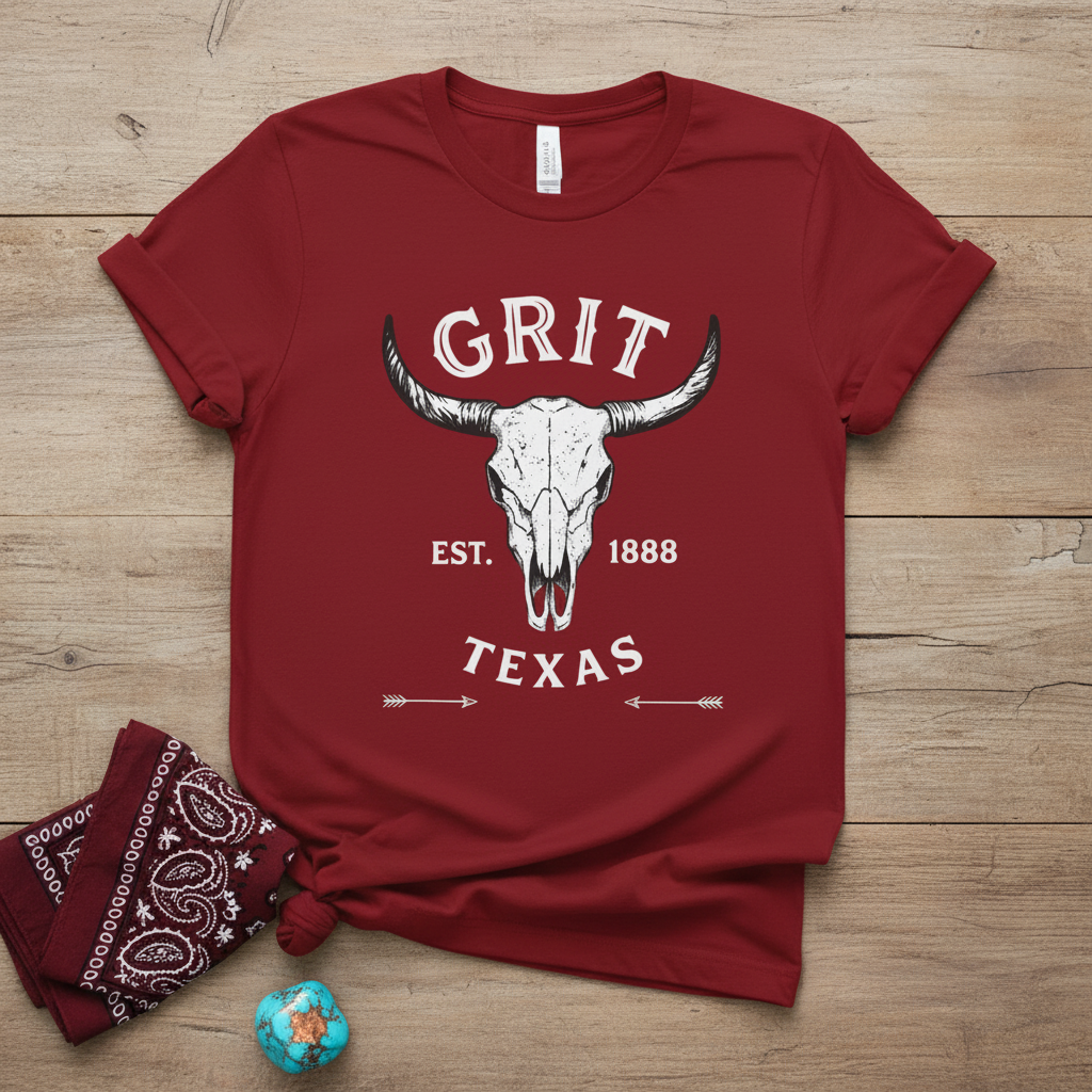 Lay-flat - Bull Skull Graphic Tee