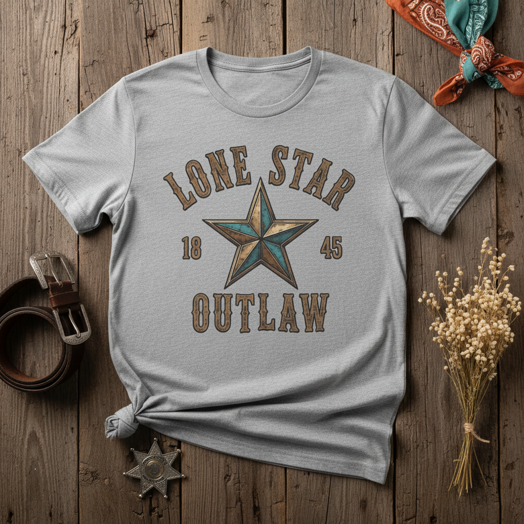 Lone Star Outlaw Tee — Flat Lay