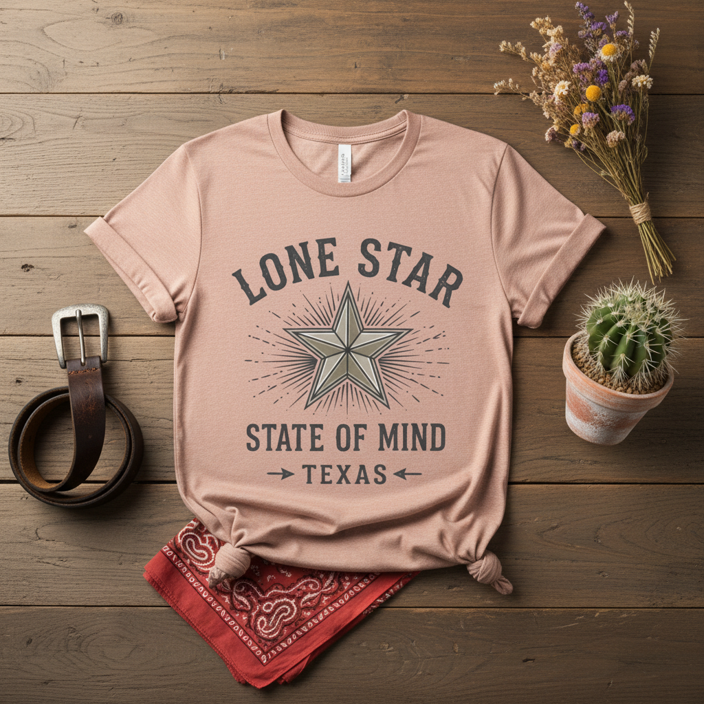 Lone Star State of Mind Texas Tee — Flat Lay