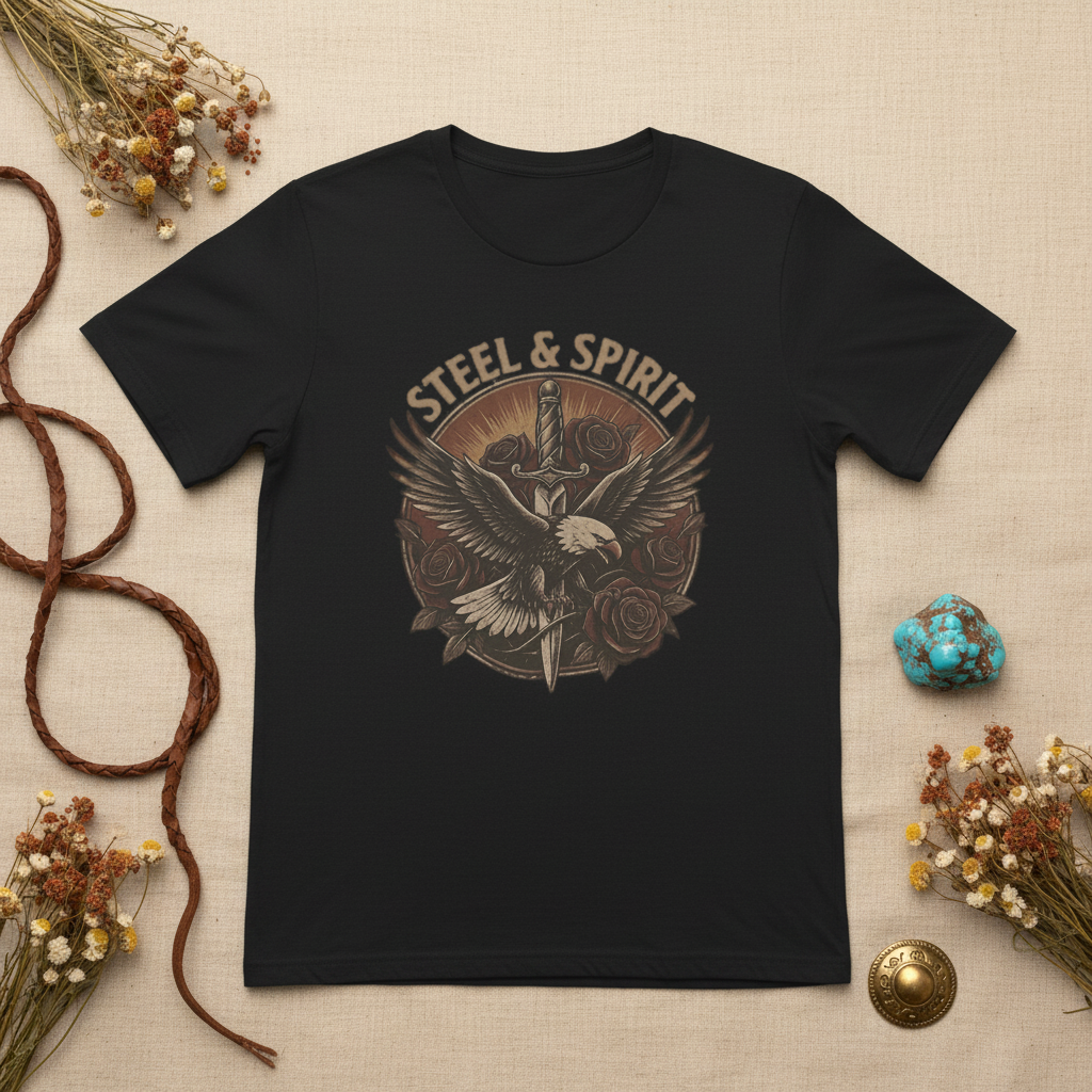 Steel & Spirit Eagle Tee Styled Lay Flat