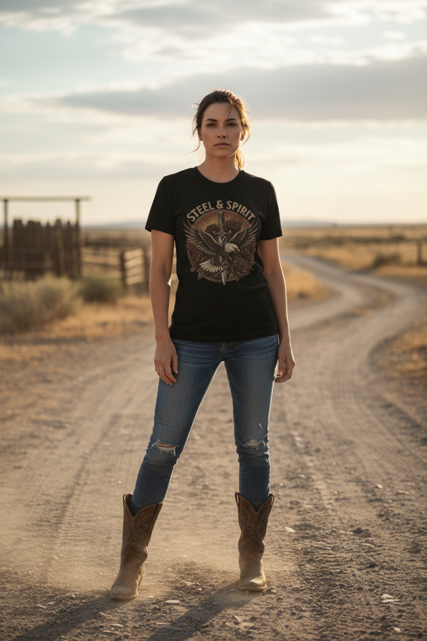Steel & Spirit Eagle Tee Women's Lifestyle Shot